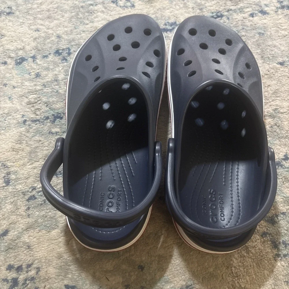 Crocs Bayaband Unisex Clogs Red White Blue Logo Mens 8 Womens 10 New